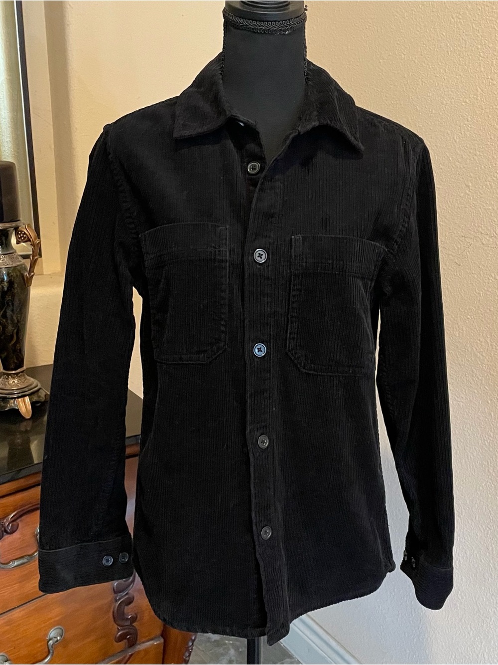 Black corduroy shacket